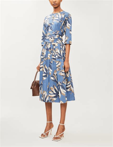 Light Blue/white Printed poplin midi